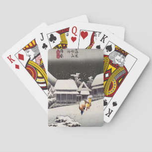 Utagawa Hiroshige - Abendlicher Schnee in Kanbara Spielkarten