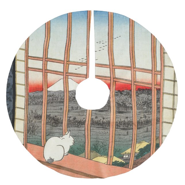 Utagawa Hiroshige - Felder in Asakusa - Rice Polyester Weihnachtsbaumdecke (Vorderseite)