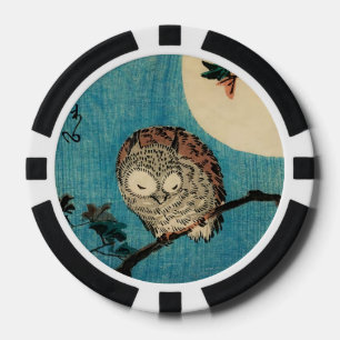 Utagawa Hiroshige - Gehörnte Eule auf Ahornzweig Pokerchips