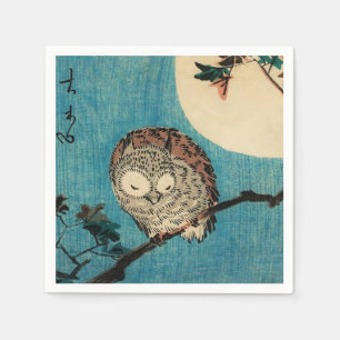 Utagawa Hiroshige - Horned Owl on Maple Branch Serviette