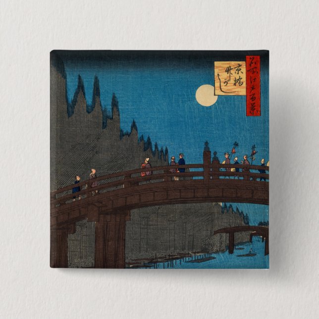 Utagawa Hiroshige - Kyoto Bridge by Moonlight Button (Vorderseite)