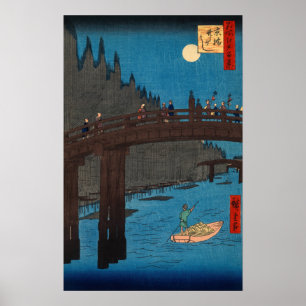 Utagawa Hiroshige - Kyoto Bridge by Moonlight Poster