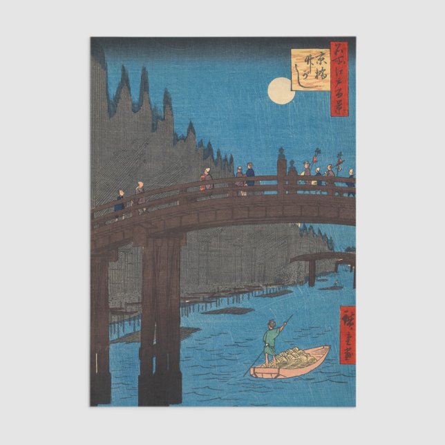 Utagawa Hiroshige - Kyoto Bridge by Moonlight Seidenpapier (Von Creator hochgeladen)
