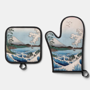 Utagawa Hiroshige - Meer vor Satta, Provinz Suruga Ofenhandschuh & Topflappen-Set