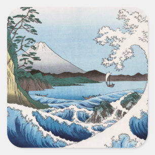Utagawa Hiroshige - Meer vor Satta, Provinz Suruga Quadratischer Aufkleber