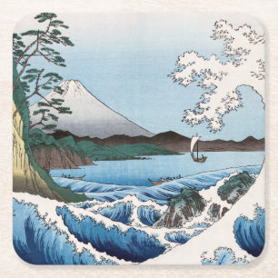 Utagawa Hiroshige - Meer vor Satta, Provinz Suruga Rechteckiger Pappuntersetzer