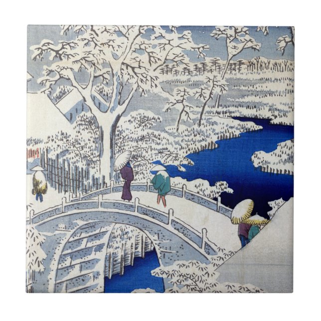 Utagawa Hiroshige Meguro Trommel-Brücke und Fliese (Vorderseite)