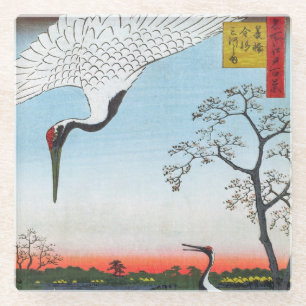 Utagawa Hiroshige - Minowa, Kanasugi, Mikawashima Glasuntersetzer