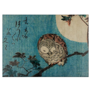 Utagawa Hiroshige - Ohreule auf Ahornzweig Schneidebrett