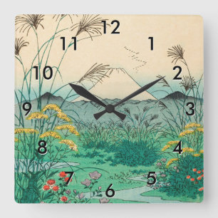 Utagawa Hiroshige - Otsuki-Ebene in der Provinz Ka Quadratische Wanduhr