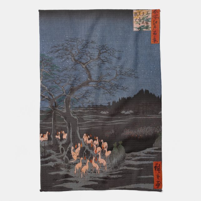 Utagawa Hiroshige - Silvester Foxfire Geschirrtuch (Vertikal)