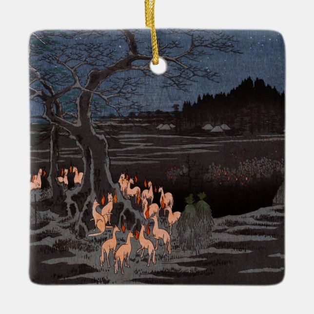 Utagawa Hiroshige - Silvester Foxfire Keramikornament (Vorderseite)