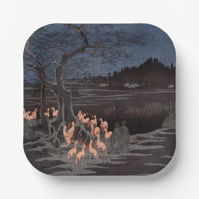 Utagawa Hiroshige - Silvester Foxfire Pappteller (Vorderseite)