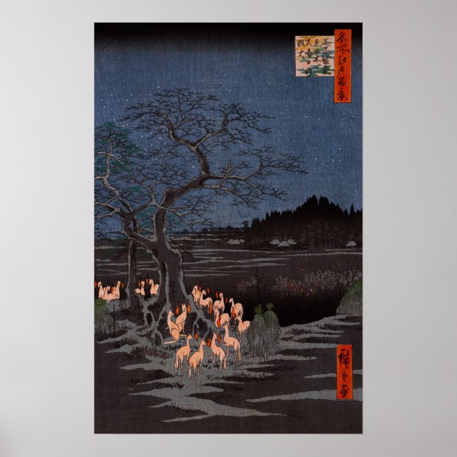 Utagawa Hiroshige - Silvester Foxfire Poster (Vorne)