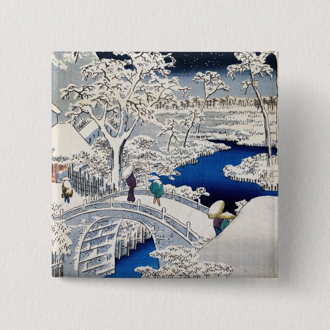 Utagawa Hiroshige - Trommelbrücke bei Meguro Button (Vorderseite)
