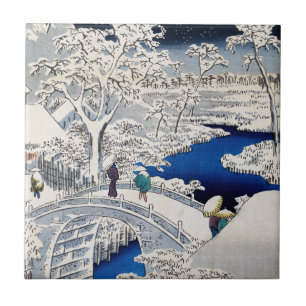 Utagawa Hiroshige - Trommelbrücke bei Meguro Fliese