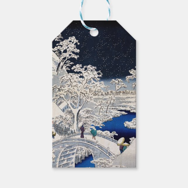 Utagawa Hiroshige - Trommelbrücke bei Meguro Geschenkanhänger (Vorderseite)