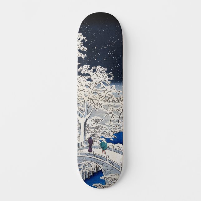 Utagawa Hiroshige - Trommelbrücke bei Meguro Skateboard (Vorderseite)