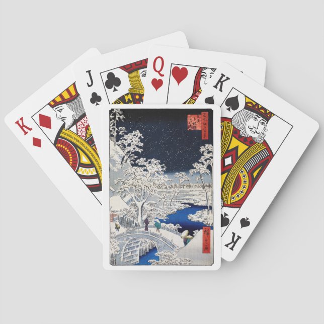 Utagawa Hiroshige - Trommelbrücke bei Meguro Spielkarten (Rückseite)
