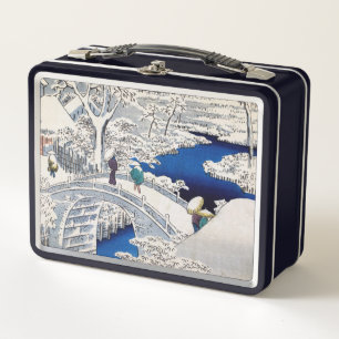 Utagawa Hiroshige - Trommelbrücke in Meguro Metall Brotdose