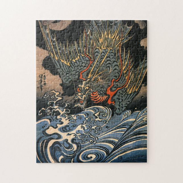 Utagawa Kuniyoshi Drache, der in Wasser taucht Puzzle (Vertikal)