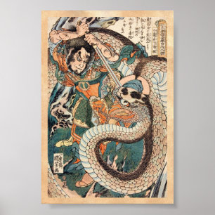 Utagawa Kuniyoshi suikoden kämpfende Poster
