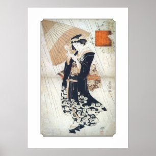 Utagawa Tokoyuni Poetess Ono-no on the Rain Poster