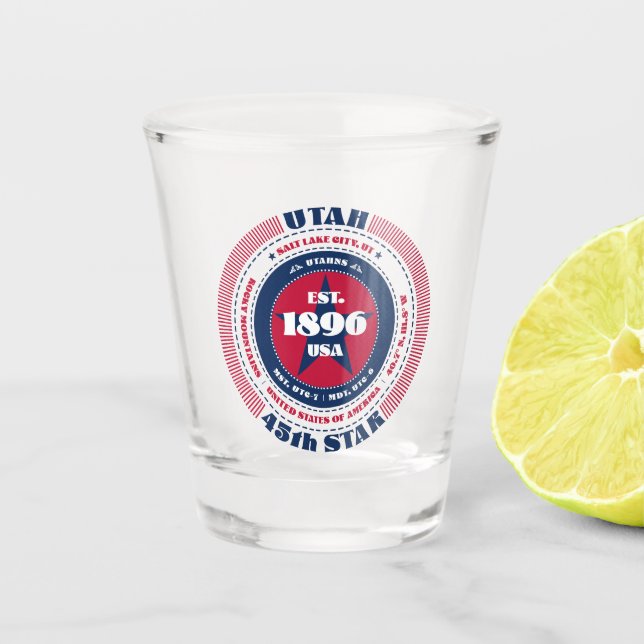 Utah 45. Star Patriotic Shot Glas (Vorderseite)