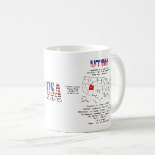 Utah American Staat auf einer Karte und nützliche Kaffeetasse