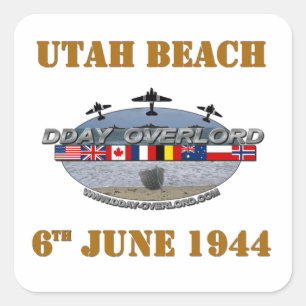 Utah Beach 6th June 1944 Quadratischer Aufkleber