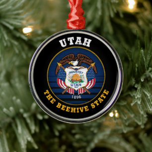 UTAH BEEHIVE STAAT FLAG ORNAMENT AUS METALL
