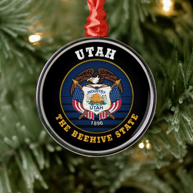 UTAH BEEHIVE STAAT FLAG ORNAMENT AUS METALL (Baum)