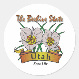 Utah Beehive Staat Sego Lily Runder Aufkleber
