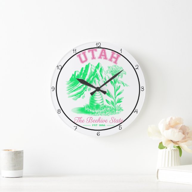 Utah Beehive State Lily  Große Wanduhr (Zuhause)