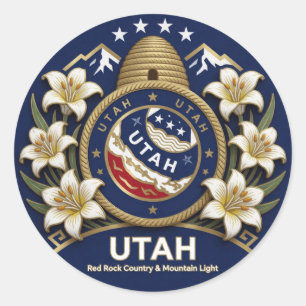 Utah Beehive-Symbole und Staatsstolz ✦ Runder Aufkleber