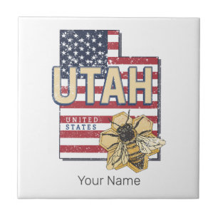 Utah Biene Vereinigte Staaten Retro Karte Vintage Fliese