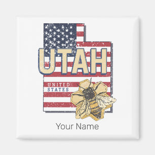 Utah Biene Vereinigte Staaten Retro Karte Vintage  Magnet