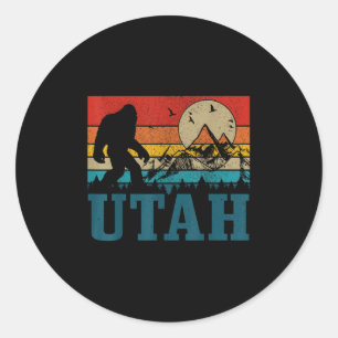 Utah Bigfoot Vintage Berge Wandern Camping Jagd Runder Aufkleber