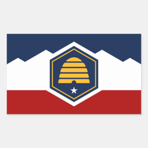 Utah Bundesstaat neue Flagge Symbol USA Amerika Rechteckiger Aufkleber