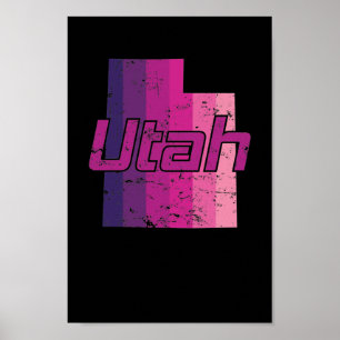 Utah Bundesstaat Umriss Karte USA Amerika Poster