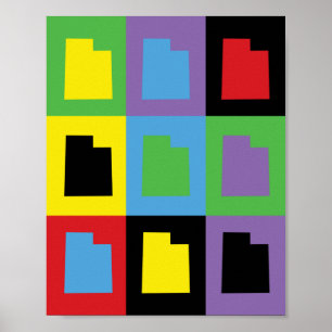 Utah Colorful Pop Art Staat Kontur Muster Poster