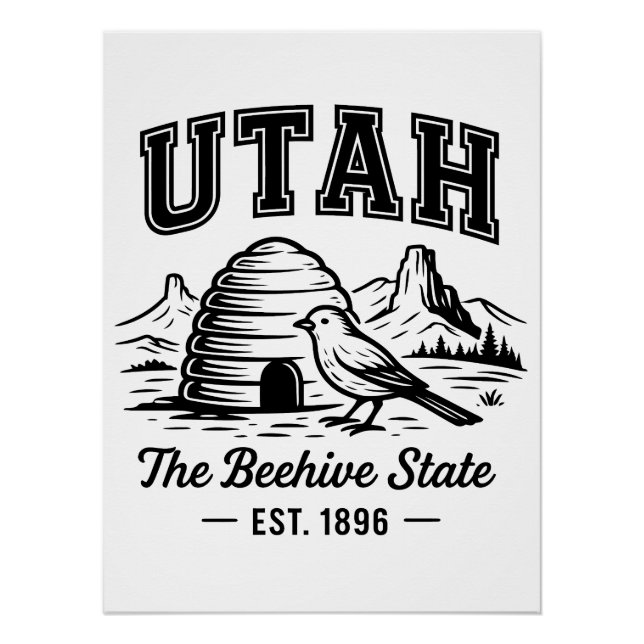 Utah, das Zeichen des beehive Staat Poster (Vorderseite)