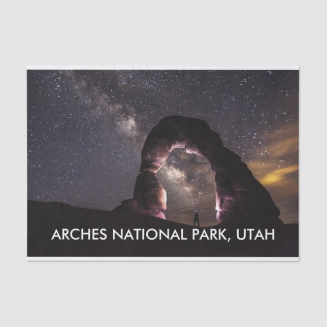 Utah Delicate Arch night stars Milchweg Landschaft Seidenpapier (Vorderseite)