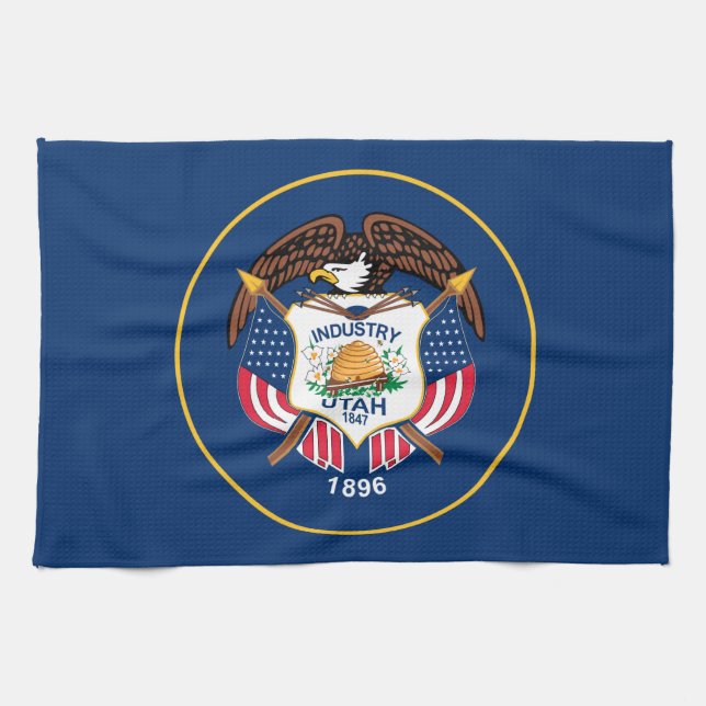 Utah: Der beehive Staat US-Flagge, Industrie Geschirrtuch (Horizontal)