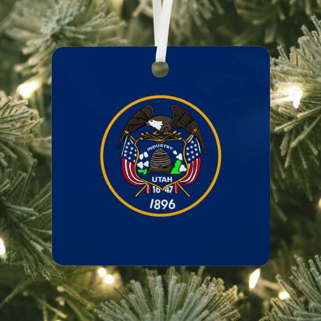 Utah: Der beehive Staat US-Flagge, Industrie Ornament Aus Metall (InSitu)