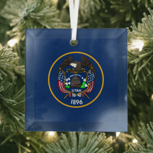 Utah: Der Bienenstock-Staat US-Flagge, Industrie Ornament Aus Glas