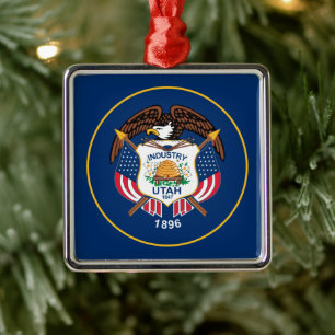 Utah: Der Bienenstock-Staat US-Flagge, Industrie Ornament Aus Metall