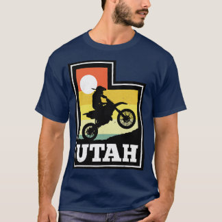 Utah Dirt Bike Vintag Sunset Staat Form T-Shirt