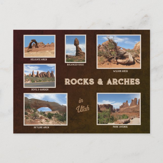 Utah: Felsen & Bögen Postkarte (Vorderseite)