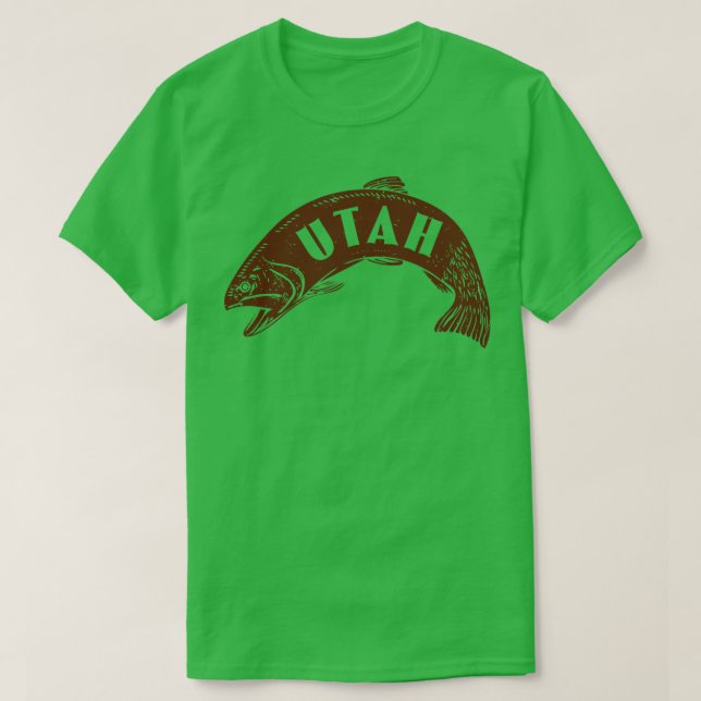 Utah Fish Wordmark Brown T-Shirt (Design vorne)